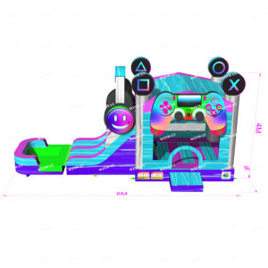 Nouveau design populaire : Aire de jeux gonflable en PVC avec toboggan, piscine et contrôleur de jeu, thème parc d'attractions pour location événementielle et jeux aquatiques - Product Image 2