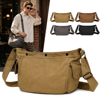 Tas Selempang Kanvas Retro Tahan Lama Custom Grosir Tahan Air Tas Bahu Vintage Outdoor Tas Messenger Pria Tas Dada