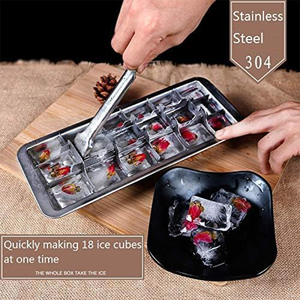 Bandeja para Cubitos de Hielo de Acero Inoxidable de 18 Cavidades con Asa de Fácil Extracción - Molde de Hielo Extraíble Apto para Lavavajillas para Bar y Cocina - Product Image 3