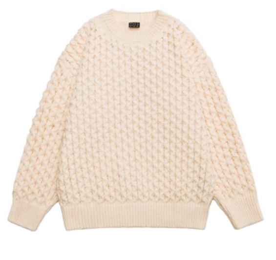 OEM & ODM 2023 Custom Winter Fashionable Design Plain Crew Neck Pullover Cable Knitted Sweater for Men