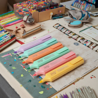 Stylo surligneur allemand de haute qualité encre Pastel capuchon noir grande capacité utilisation scolaire 36 pièces ensemble de boîtes d'affichage personnalisation en plastique