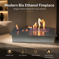 Cheminée à bioéthanol moderne à insérer, foyer autoportant en acier inoxydable pour intérieur, à combustion propre et flamme réelle