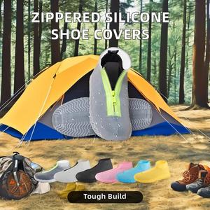 Surchaussures Réutilisables en Silicone Imperméables avec Fermeture Éclair Antidérapantes – Autres Équipements de Pluie pour Voyages en Extérieur, Résistantes, Lavables, pour le Camping - Product Image 2
