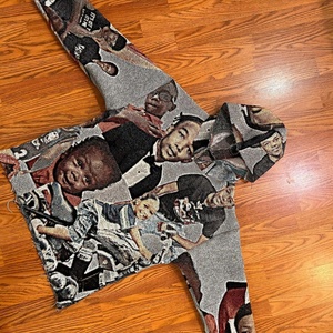 Sweat-shirt en tapisserie personnalisé de haute qualité avec impression intégrale, confortable, pour hommes, en tricot jacquard, veste à capuche en tapisserie pour hommes - Product Image 2