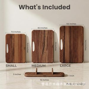 Juego de Tablas de Cortar de Madera Smirly, 3 Piezas, Antibacterianas, Antideslizantes, con Portacuchillos - Product Image 4