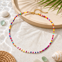Collar Go2boho con Cuentas Redondas Coloridas, Perlas de Agua Dulce, Cierre Chapado en Oro de 18K, Joyería de Regalo para Mujer