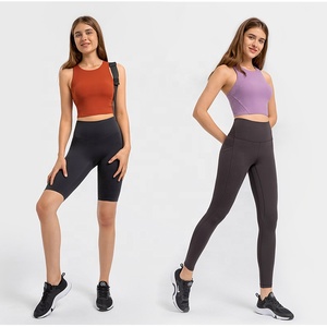 <strong>Women</strong> High Neck Sleeveless <strong>Longline</strong> Sports Tank Tops Gym Running Cropped <strong>Vest</strong> Exercise Workout Singlet - Product Image 4