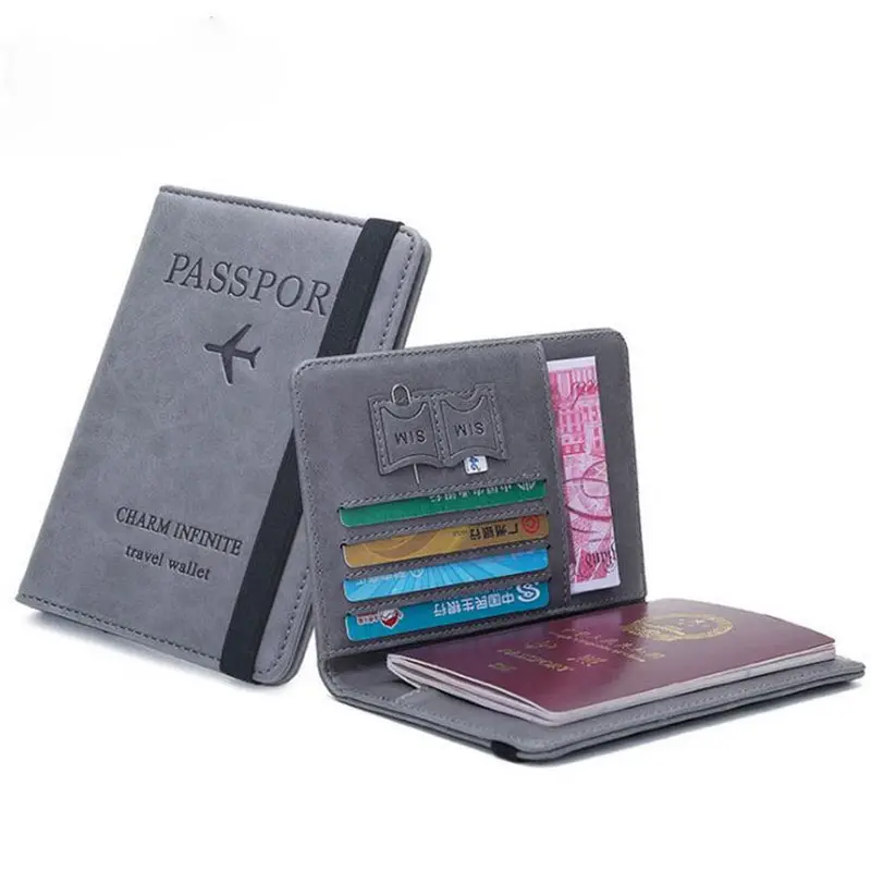 Porte-passeport en cuir Pu, portefeuille de tourisme, porte-cartes Vertical, bloc RFID, porte-passeport