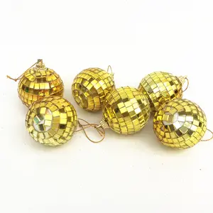 5cm Christmas Tree Gold Mirror Disco Balls with Rope Party Decorations Ornament Supplies