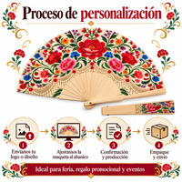 Éventail espagnol souvenir 23 cm fermé, motif floral multicolore, éventail pliant en bois de flamenco espagnol, Abanicos De Madera Romeria