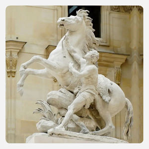 <span class=keywords><strong>Escultura</strong></span> <span class=keywords><strong>de</strong></span> hombre y caballo Marly <span class=keywords><strong>de</strong></span> mármol blanco <span class=keywords><strong>de</strong></span> tamaño real - Product Image 1