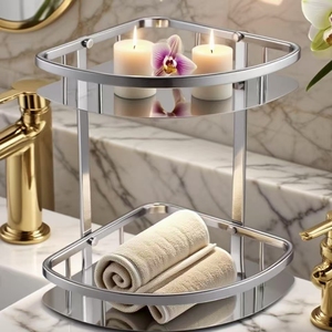 Étagère de salle de bain triangulaire moderne en acier inoxydable, double couche, réglable, <span class=keywords><strong>rangement</strong></span> <span class=keywords><strong>au</strong></span>-<span class=keywords><strong>dessus</strong></span> <span class=keywords><strong>des</strong></span> <span class=keywords><strong>toilettes</strong></span>, simple et pratique - Product Image 3