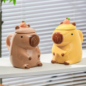 3D Capybara <b>Mug</b> Ceramic Couple <b>Mugs</b> Funny Tea Cup Unique Coffee <b>Mug</b> with Lid - Product Image 5