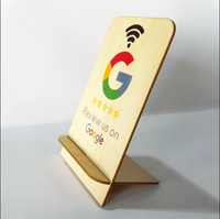 Support NFC en bois pour avis Google – Passez la main sur le panneau NFC et/ou le code QR pour laisser un avis – Idéal pour les restaurants, salons, commerces et réceptions