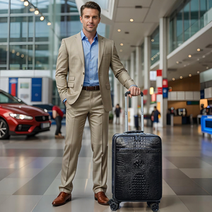 <span class=keywords><strong>Valigia</strong></span> <span class=keywords><strong>da</strong></span> uomo in pelle di coccodrillo <span class=keywords><strong>da</strong></span> 20 pollici, bagaglio a mano, trolley in alluminio, <span class=keywords><strong>valigia</strong></span> in vera pelle bovina di alta qualità - Product Image 2