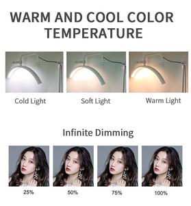 Lámpara LED de Pie de 20 Pulgadas en Forma de Media Luna <span class=keywords><strong>para</strong></span> <span class=keywords><strong>Pestañas</strong></span>, Salón de Belleza y Sala de Estar - Product Image 6