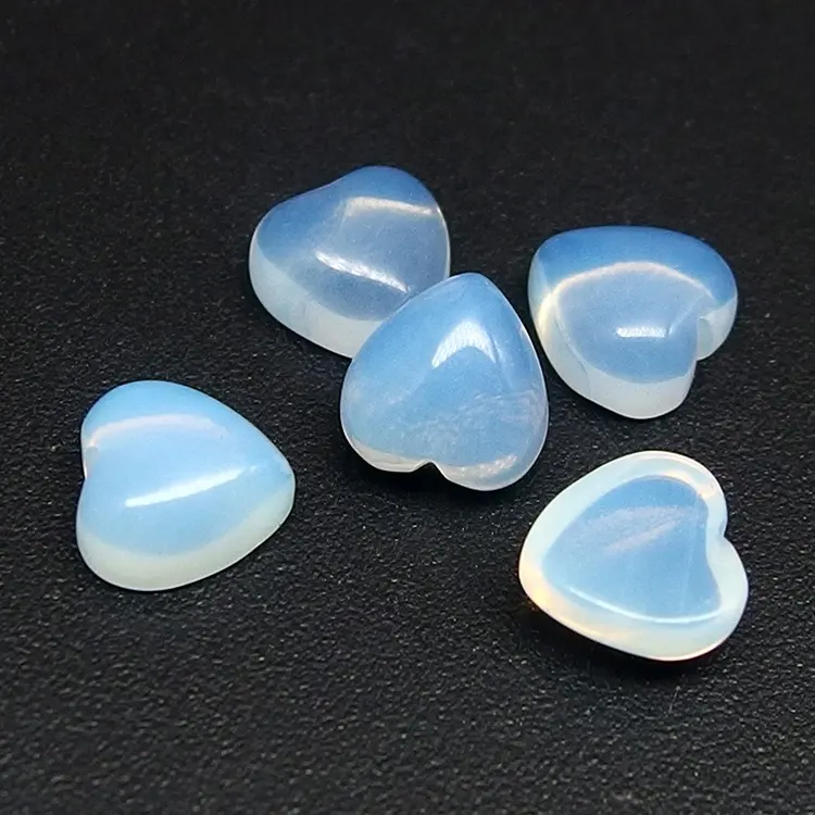 Thời Trang Hình Trái Tim Flat Back Nhân Tạo Moonstone Đá Quý Lỏng Lẻo