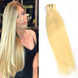 Venta al <span class=keywords><strong>por</strong></span> mayor # Extensiones de Cabello Humano Rubio Platino 613, Cabello Remy Liso, Listo para Enviar, Directo de Fábrica - Product Image 1