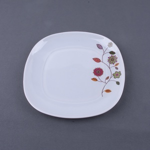 Vaisselle écologique en gros, incassable, motif aléatoire, décalcomanie de fleurs blanches, moins cher, <span class=keywords><strong>assiette</strong></span> <span class=keywords><strong>carrée</strong></span> en mélamine de 10,5 pouces - Product Image 5