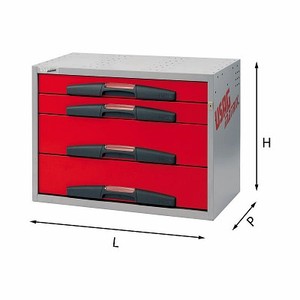 Armario de herramientas Usag de 742.5x375x542 mm, 4 cajones, acero rojo, con asa de empuje para uso en taller - Product Image 1