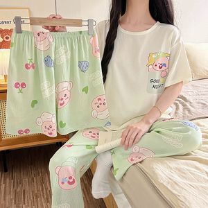 Sommer New Cartoon Rundhals ausschnitt Kurzarm Shorts Elastic Waist Pyjamas Set Drei Stück - Product Image 5
