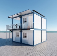 Maison mobile préfabriquée en conteneur 3-en-1 personnalisée de luxe en acier léger sur 2 étages Maison villa plate Panneaux solaires pour appartements