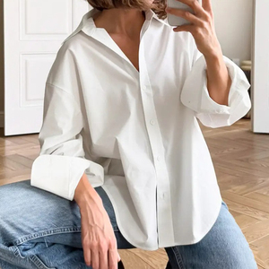 Camisas de Manga Larga Premium, Blusa Elegante de Chifón para Verano, Camisas de Oficina para <span class=keywords><strong>Mujer</strong></span>, <span class=keywords><strong>Camisa</strong></span> Blanca <span class=keywords><strong>Oversize</strong></span> con Botones - Product Image 6