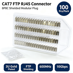 Connecteur RJ45 blindé FTP CAT7 plaqué or 3U 8P8C avec barre de charge en queue d'aronde, plateau blister de 100 pièces pour CAT7 CAT6A - Product Image 2