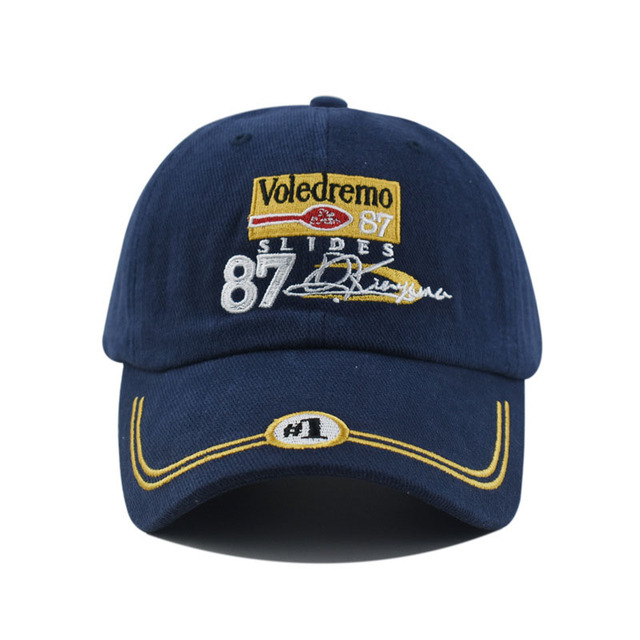 American Retro Vintage Racing Style Baseball Cap Cotton Embroidery Curved Brim Adjustable Casual Caps & Hats