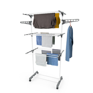 Professional 16.5M With Wheels Foldable Bathroom 3 Tier <strong>Folding</strong> Cloth Drying Outdoor Dryer Rack <strong>Clothes</strong> <strong>Airer</strong> - Product Image 1