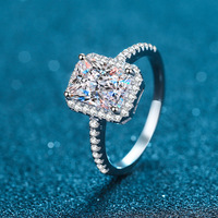 Bijoux fins en argent sterling 925, bague halo en moissanite 1-2 carats, taille émeraude, pavé, pour femme, sur mesure, vente en gros, assortiment en vrac