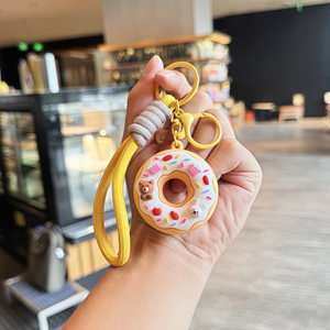 QYS New Cartoon Simulation Donut Keychain Cute Pendant Couple <b>Bag</b> Charm <b>Key</b> <b>Ring</b> Gift Pvc Custom Keychain 3D Rubber - Product Image 4
