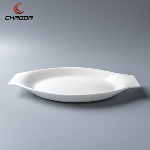8/10/12 Inch Boat Shaped Sushi <strong>Trays</strong> White Ceramic Oval Dinner Fish Plate Durable <strong>Dessert</strong> Snack Plate for Restaurants - Product Image 4