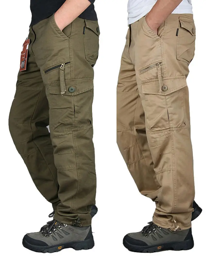 Men's Cargo Pants For Men Solid Color Pocket Track Pants Male Casual Trousers Sweatpants