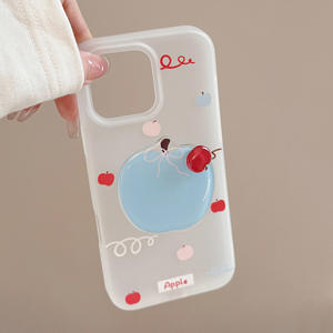 3D crema pastel decorar púrpura suave a prueba de golpes teléfono protector 1,5mm TPU funda para <span class=keywords><strong>iPhone</strong></span> 16 15 14 13 12 - Product Image 3