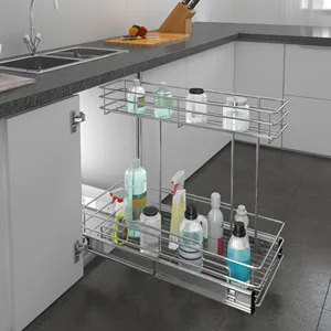 STORKING 2 Tier Under Sink Ausziehbarer Schrank Organizer Slide Wire Shelf Basket für Küchen unter schränke