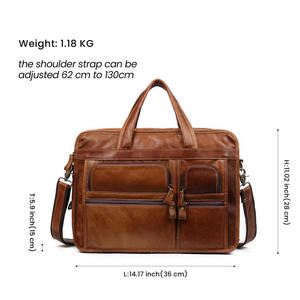 Sac à main pour homme en cuir de vache véritable Andong, style rétro décontracté, sac à main pour ordinateur portable de 15,6 pouces, sac fourre-tout pour affaires, sac à bandoulière tendance pour homme - Product Image 3
