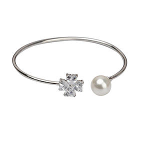 Pulsera de Plata S925 para Mujer, Diseño Simple y Sólido, Trébol de la Suerte, Perla Personalizada, Accesorios DIY, Brazaletes Semi Modernos - Product Image 5