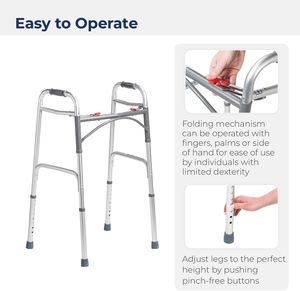 Déambulateur pliable BLISS Medical avec capacité de 350 lb pour les personnes âgées, les adultes atteints de paralysie cérébrale, en aluminium léger, certifié CE, imperméable - Product Image 2