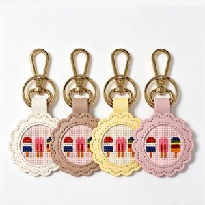 Porte-clés coloré en cuir PU pour broderie, artisanat, point de croix, point d'aiguille, DIY, breloque autocollante pour sac en toile, étiquette de voyage, porte-clés - Product Image 4