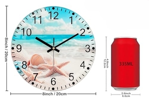 Relojes <span class=keywords><strong>de</strong></span> Pared <span class=keywords><strong>de</strong></span> Cuarzo <span class=keywords><strong>de</strong></span> Vidrio Templado Grueso, Sin Tictac, Diseño Único <span class=keywords><strong>de</strong></span> Playa, Números Grandes, Minimalistas, para Dormitorio, Sala <span class=keywords><strong>de</strong></span> Estar, Oficina, con Certificación CE - Product Image 6