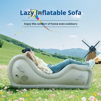 Chaise longue gonflable automatique moderne en forme de S, en PVC floqué, portable, pour salon et intérieur/extérieur, canapé paresseux