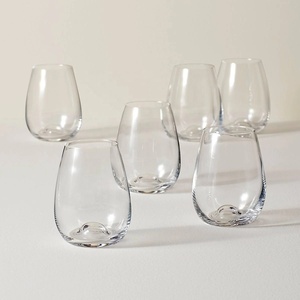 Juego de copas de vino clásicas sin tallo de cristal con llantas pulidas al fuego sopladas a mano de <span class=keywords><strong>Toscana</strong></span> - Product Image 1