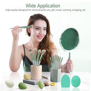 Kit de 25 outils de beauté personnalisables verts pour débutants, éponge de mélange, <span class=keywords><strong>blush</strong></span>, mascara, fard à paupières, poudre, ensemble de maquillage en fibres synthétiques - Product Image 3