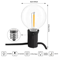 Guirlande lumineuse LED G40 pour extérieur, 30 pieds, étanche, blanc chaud, décoration de patio et de jardin, ampoules à brancher