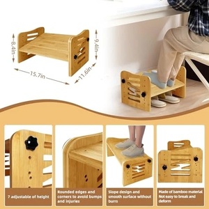 Reposapiés de madera Reposapiés personalizado debajo del escritorio Reposapiés ajustable de bambú debajo del escritorio - Product Image 5