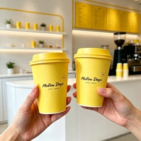 Gobelet en papier jetable pour café latte, design gratuit, pour boissons chaudes, logo personnalisé, double paroi, gobelet en papier épaissi avec couvercles colorés