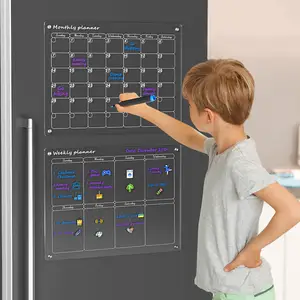 Kostenlose Probe Magnetic Notepad Planer Tragbare Kühlschrank blätter Kalender Trocken löschen Wöchentlicher Monats planer mit Linien