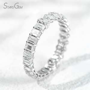 10k Solid Gold Yellow White gold Diamond Band <b>Ring</b> Anniversary Band Wedding Band <b>Two</b> Different Size <b>Stone</b> half Style Fine Jewel - Product Image 3