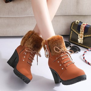Botas das mulheres Moda Botas de Salto Alto <span class=keywords><strong>Oversized</strong></span> Sapatos Cor Sólida Tornozelo Cavaleiro Botas das Mulheres Grosso Sole Plataforma sapatos - Product Image 4